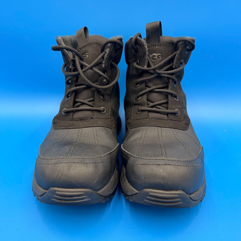 UGG Emmett Duck Boot Mens Size 11 Black Leather Waterproof Snow Winter Boots